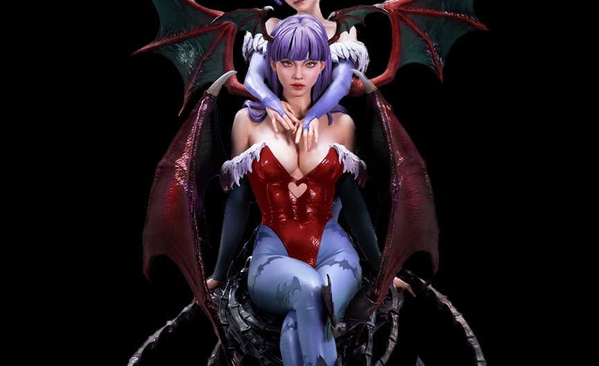 A player 2 color variant of the Morrigan Temptress of Desire statue, showcasing Superkraft Lab's customization options.